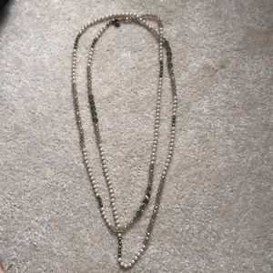 Long pearl and bead necklace
